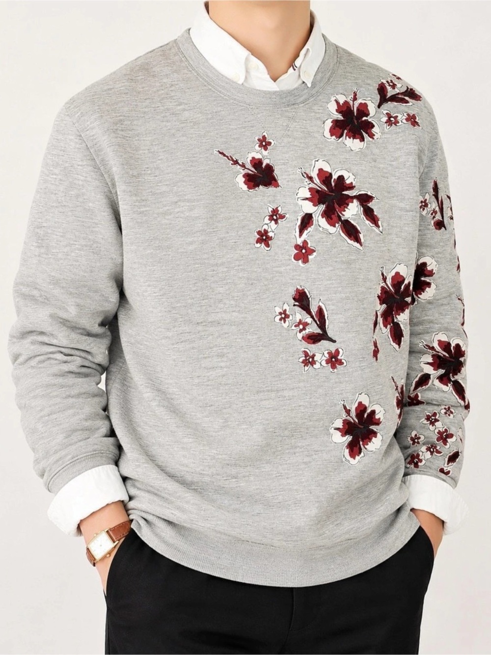 Valentino Floral Applique Grey Sweatshirt